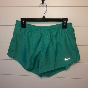 Teal Nike dri-fit shorts with liner, size L